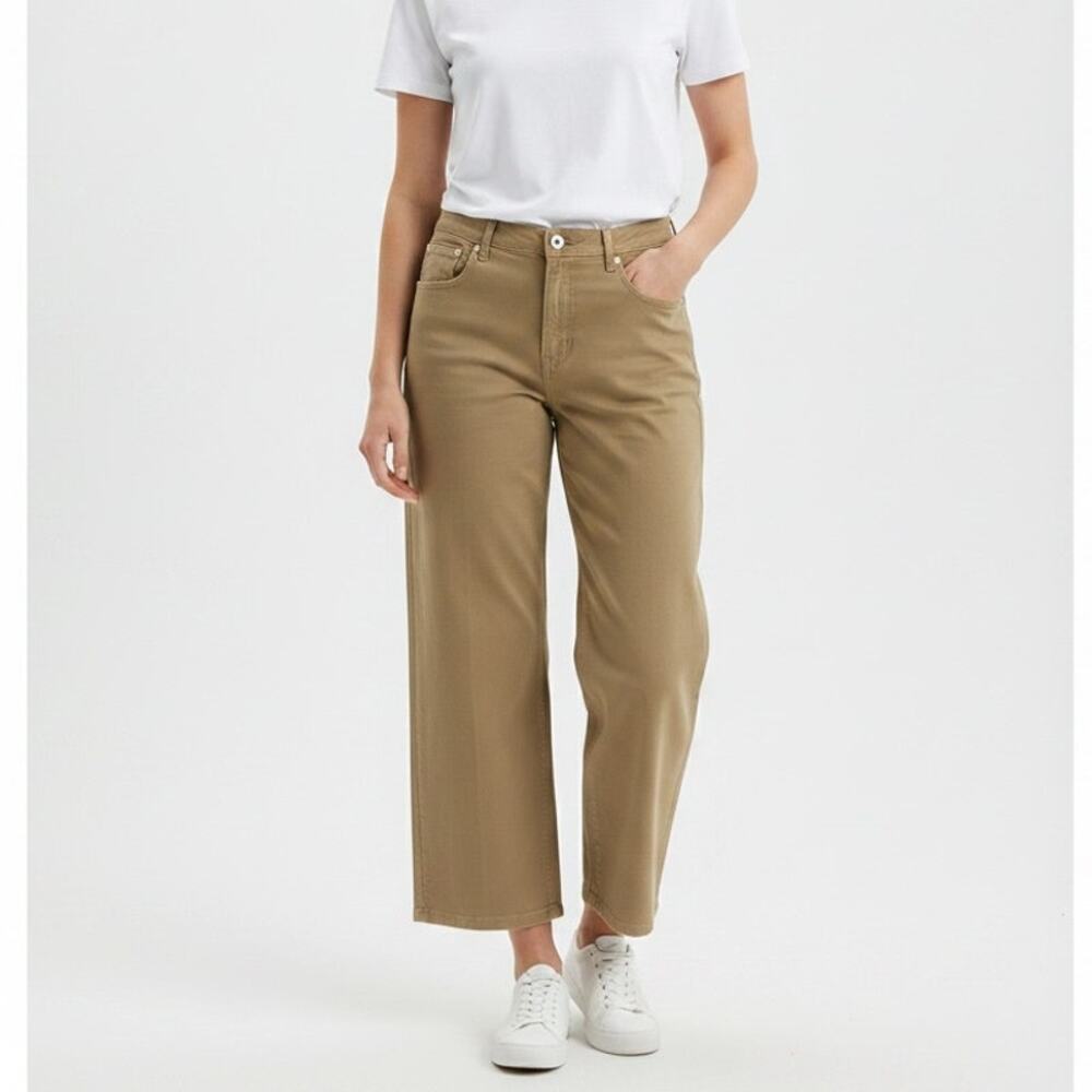 Everlane The Column Jean Women's Sz 33L Beige Wide Leg Organic Cotton Minimalist
